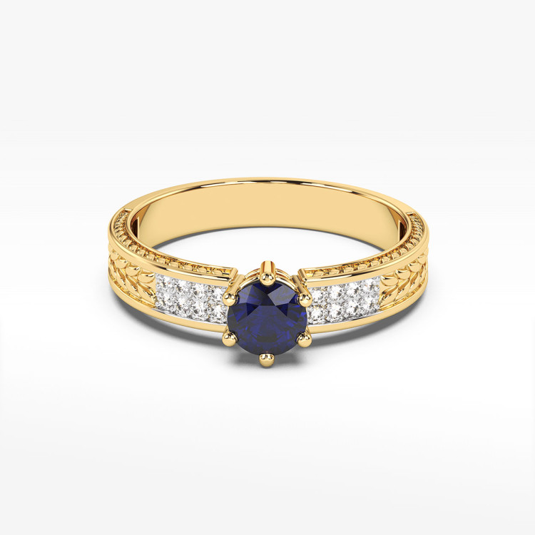 Pierścionek z szafirem i diamentami