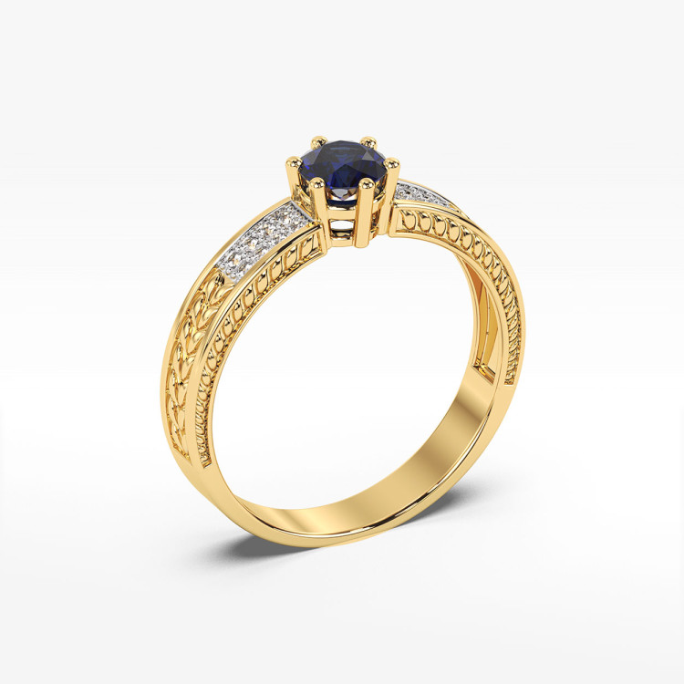 Pierścionek z szafirem i diamentami