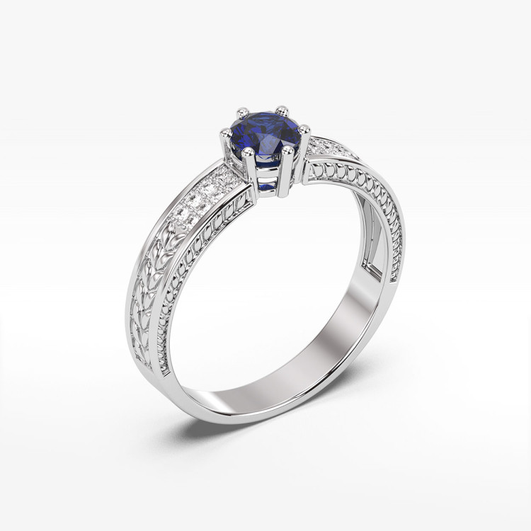 Pierścionek z szafirem i diamentami