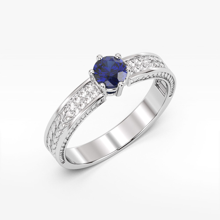 Pierścionek z szafirem i diamentami