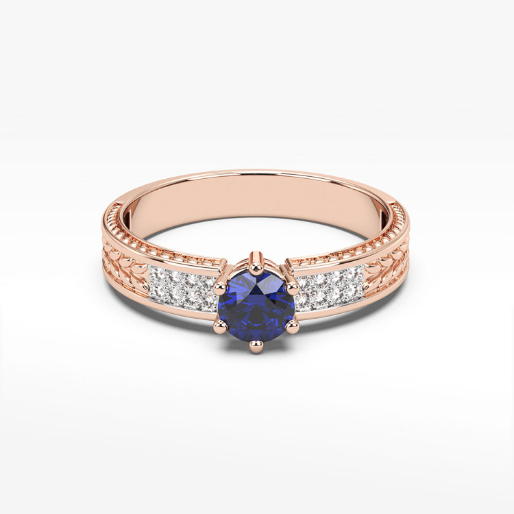 Pierścionek z szafirem i diamentami