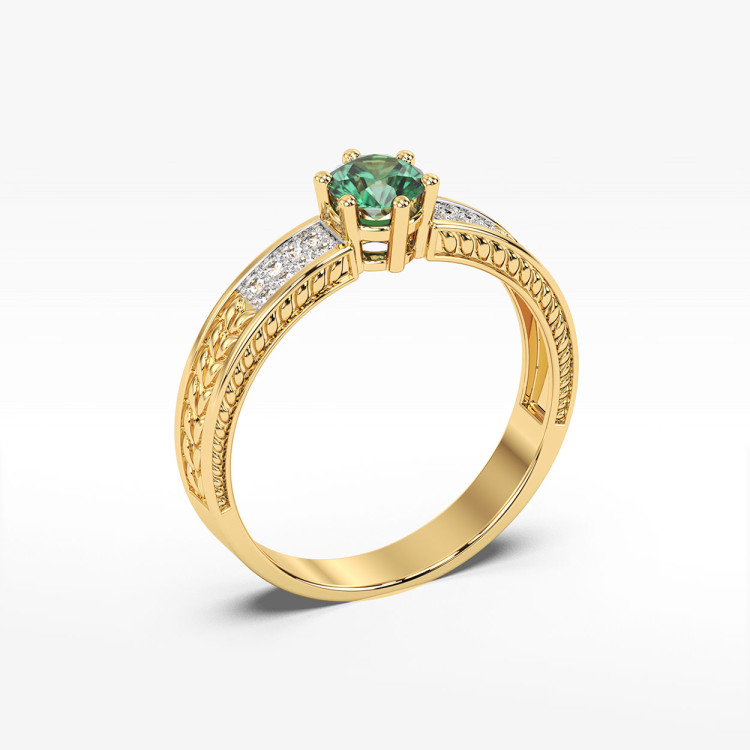 Pierścionek ze szmaragdami i diamentami