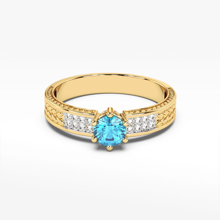 Pierścionek z topazem i diamentami