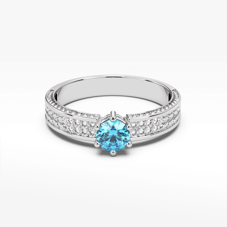 Pierścionek z topazem i diamentami