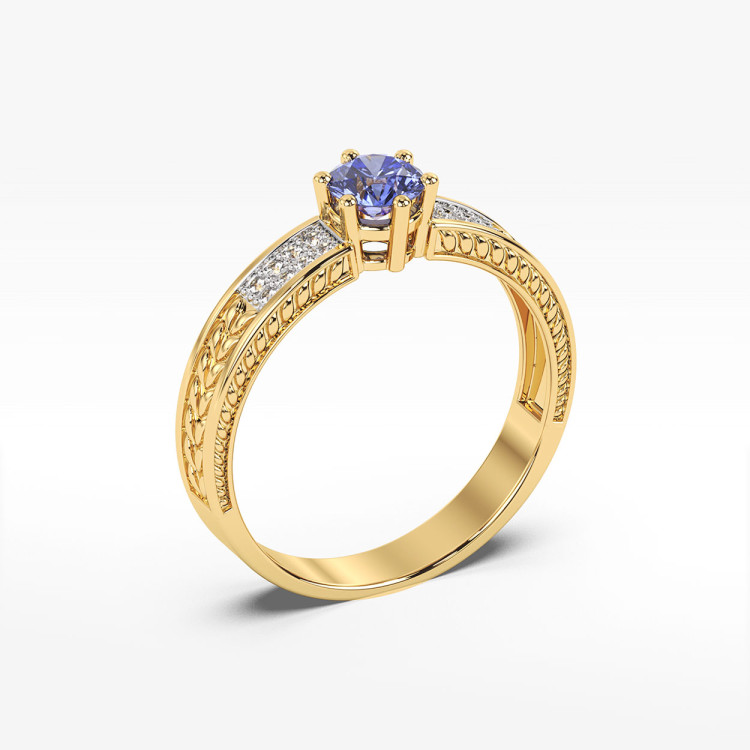 Pierścionek z tanzanitem i diamentami
