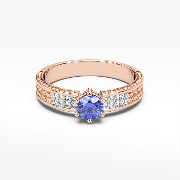 Pierścionek z tanzanitem i diamentami