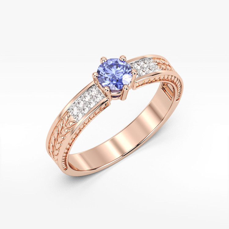 Pierścionek z tanzanitem i diamentami