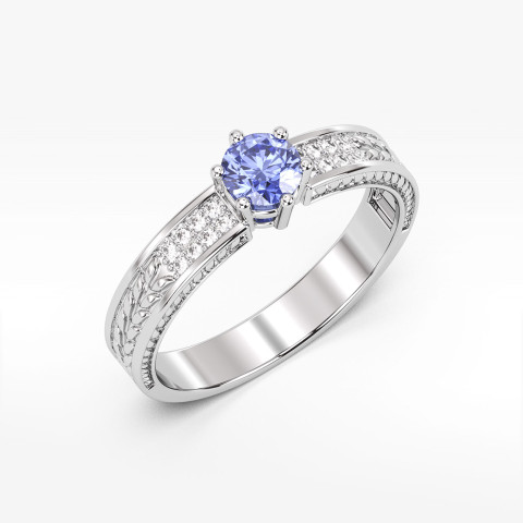 Pierścionek z tanzanitem i diamentami