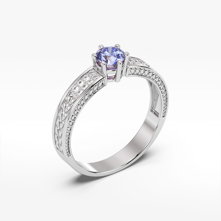 Pierścionek z tanzanitem i diamentami
