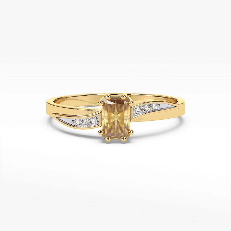 Pierścionek ze złota z cytrynem i diamentami