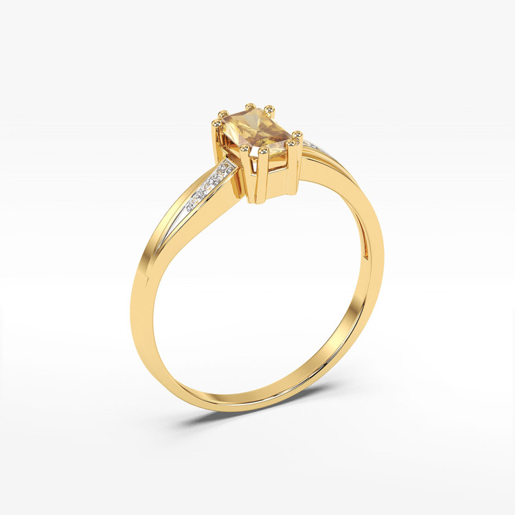 Pierścionek ze złota z cytrynem i diamentami