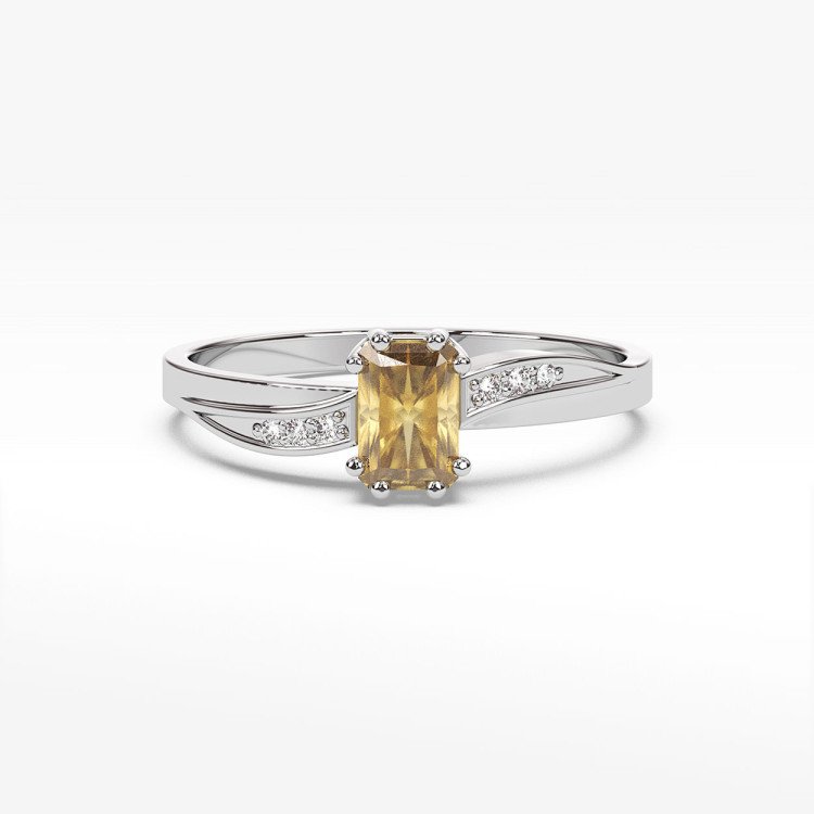 Pierścionek ze złota z cytrynem i diamentami