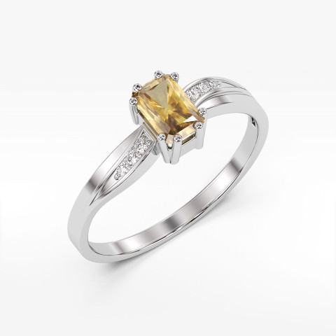 Pierścionek ze złota z cytrynem i diamentami