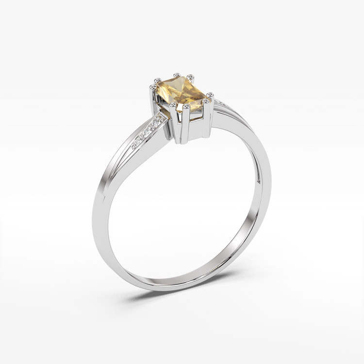 Pierścionek ze złota z cytrynem i diamentami