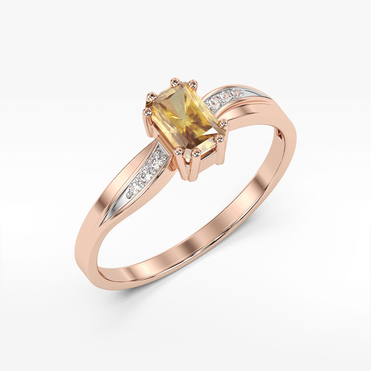 Pierścionek z cytrynem i diamentami