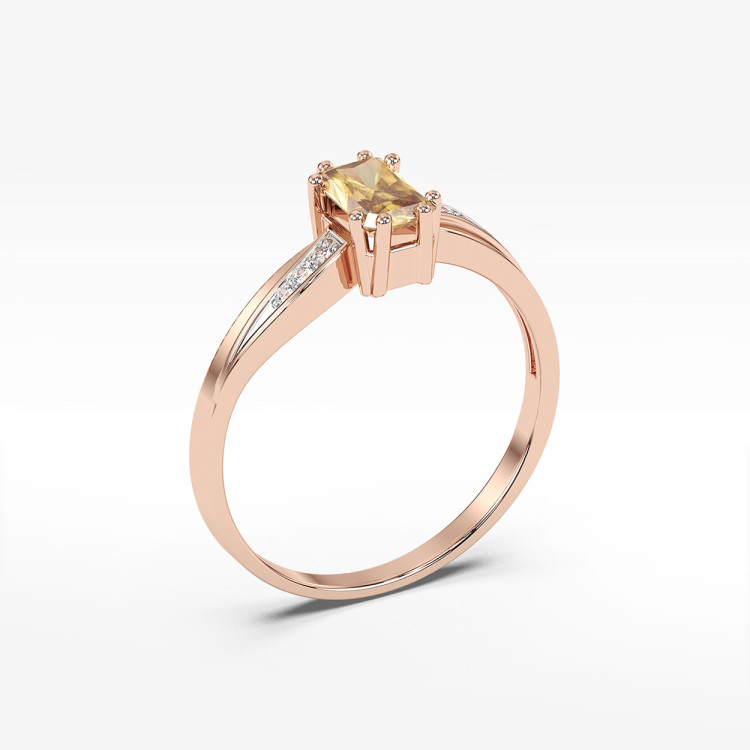 Pierścionek z cytrynem i diamentami