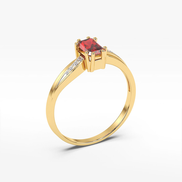Pierścionek ze złota z rubinem i diamentami