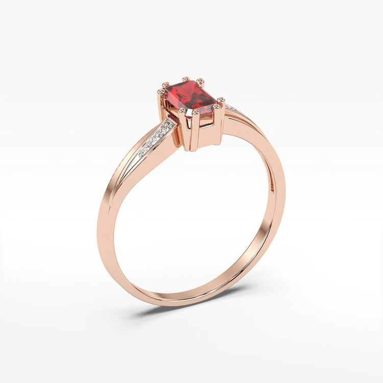 Pierścionek ze złota z rubinem i diamentami