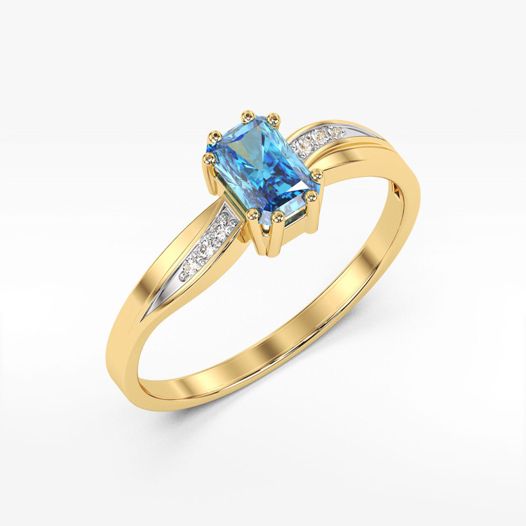 Pierścionek ze złota z topazem i diamentami