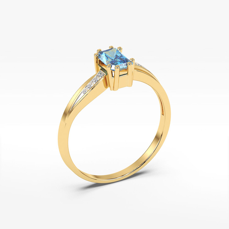 Pierścionek ze złota z topazem i diamentami