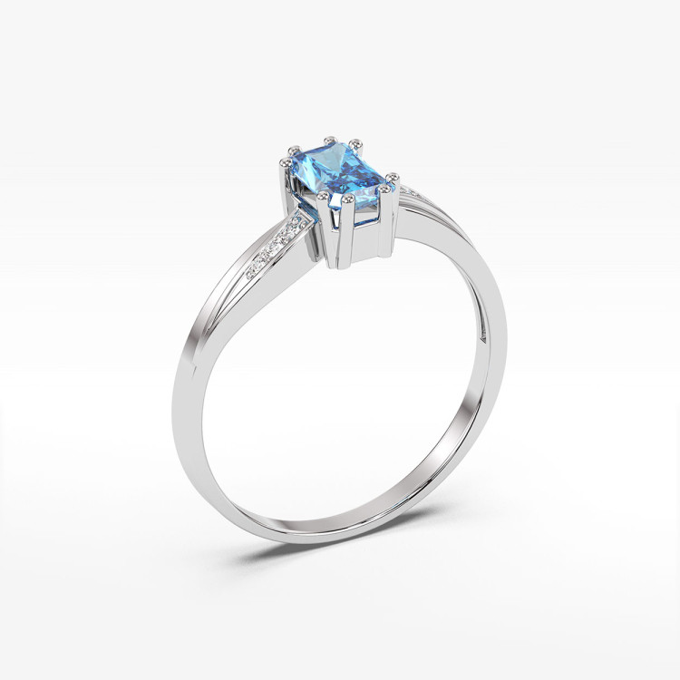 Pierścionek ze złota z topazem i diamentami