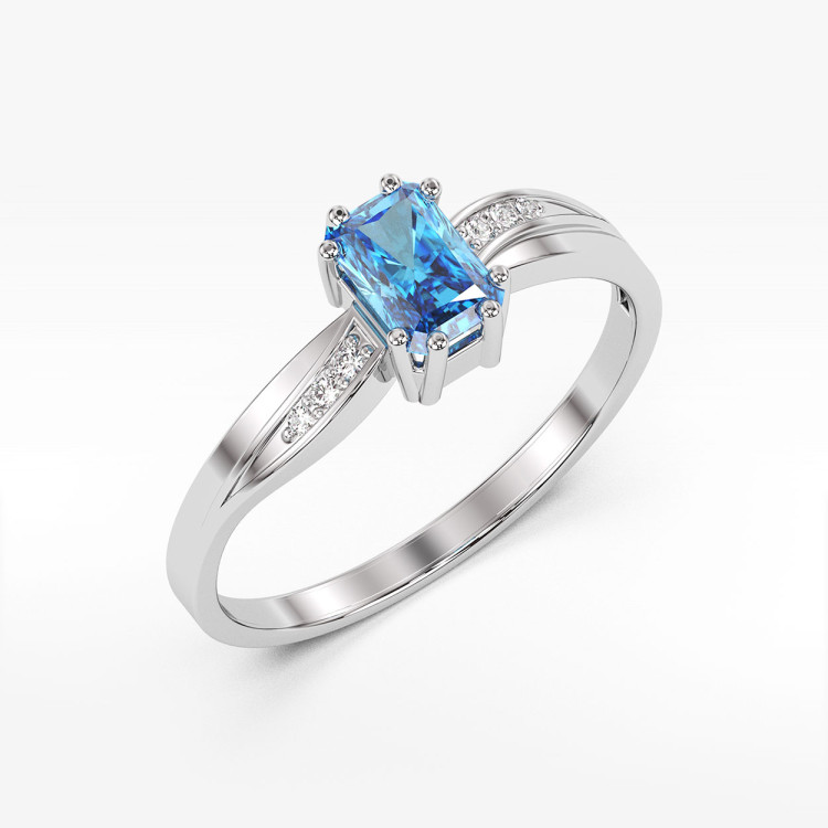 Pierścionek ze złota z topazem i diamentami