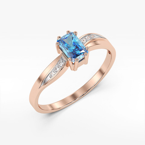 Pierścionek ze złota z topazem i diamentami