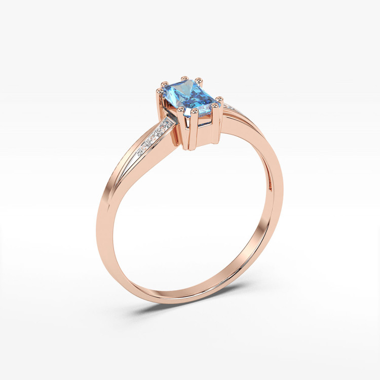 Pierścionek ze złota z topazem i diamentami