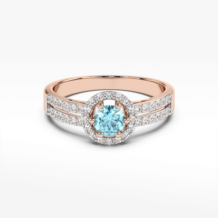 Złoty pierścionek z topazem i diamentami