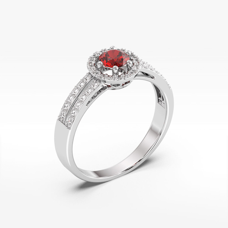 Złoty pierścionek z rubinem i diamentami