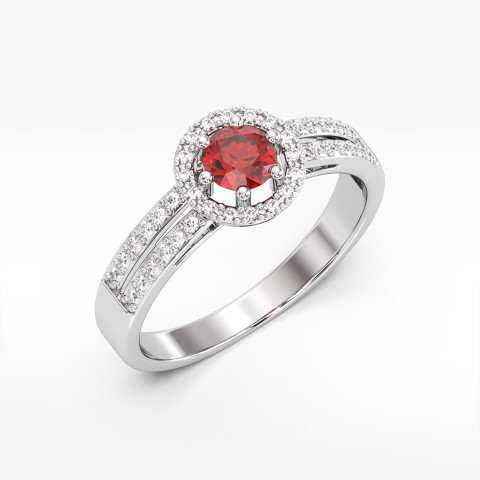 Złoty pierścionek z rubinem i diamentami