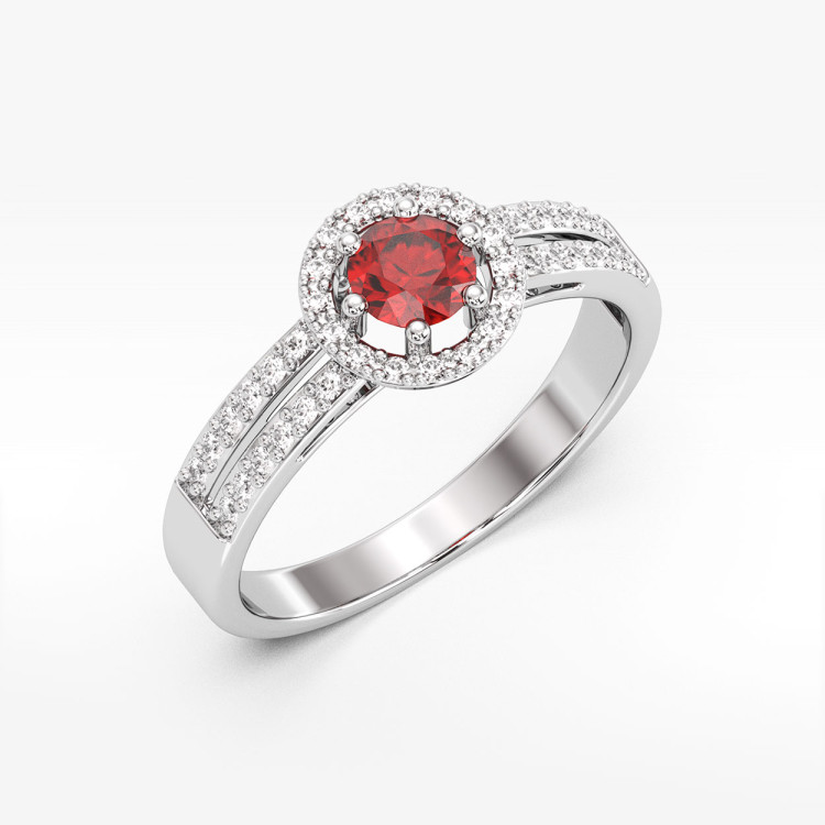 Złoty pierścionek z rubinem i diamentami