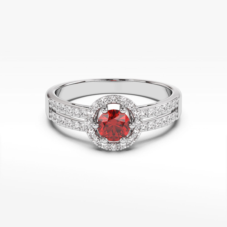 Złoty pierścionek z rubinem i diamentami