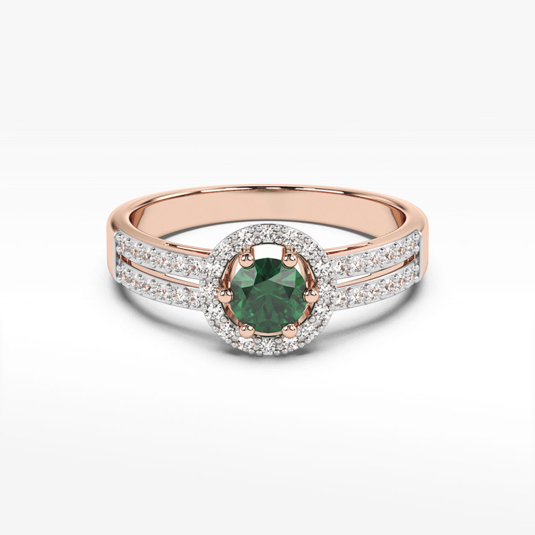 Złoty pierścionek ze szmaragdami i diamentami