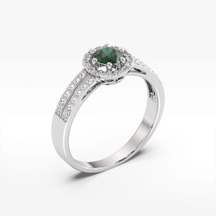 Złoty pierścionek ze szmaragdami i diamentami