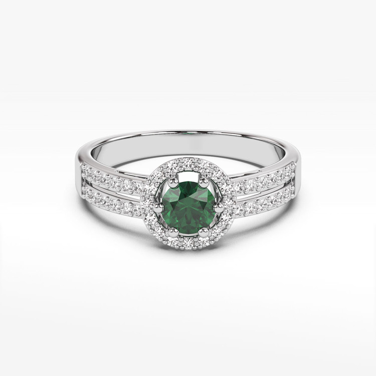 Złoty pierścionek ze szmaragdami i diamentami