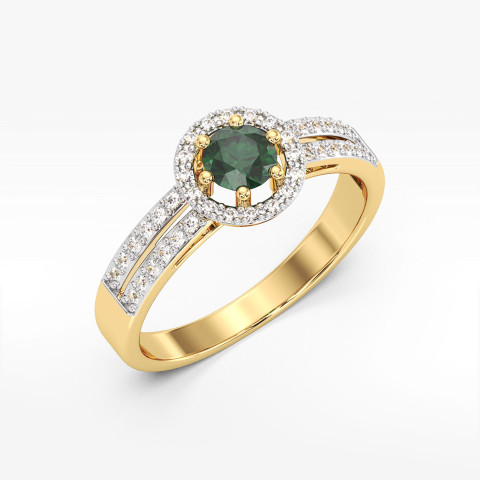 Złoty pierścionek ze szmaragdami i diamentami