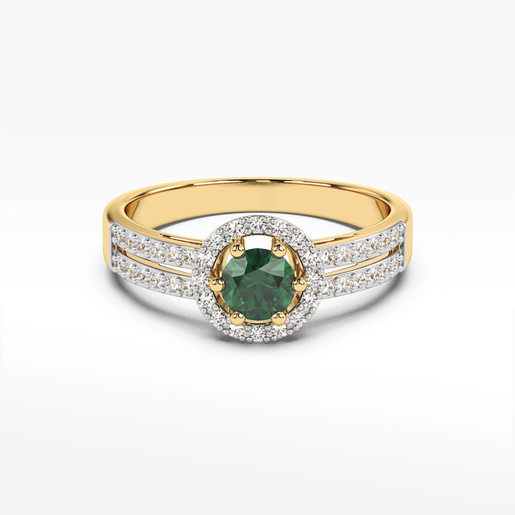 Złoty pierścionek ze szmaragdami i diamentami