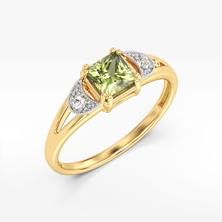 Pierścionek z oliwinem i diamentami