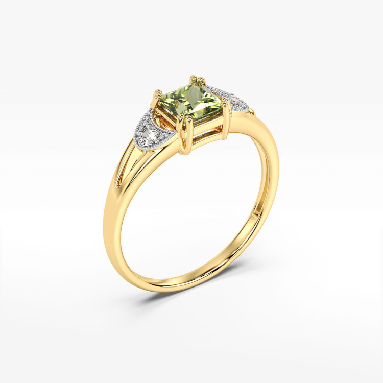 Pierścionek z oliwinem i diamentami