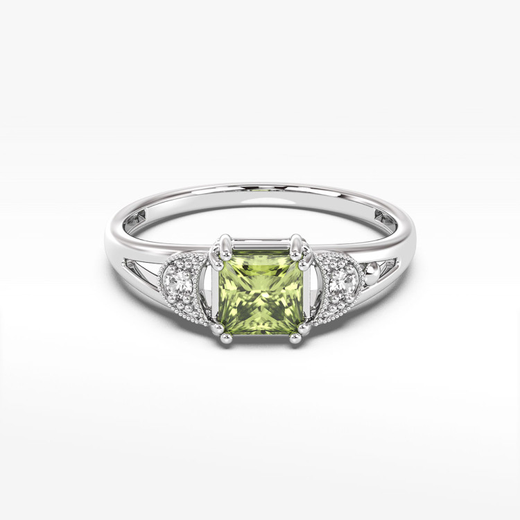 Pierścionek z oliwinem i diamentami