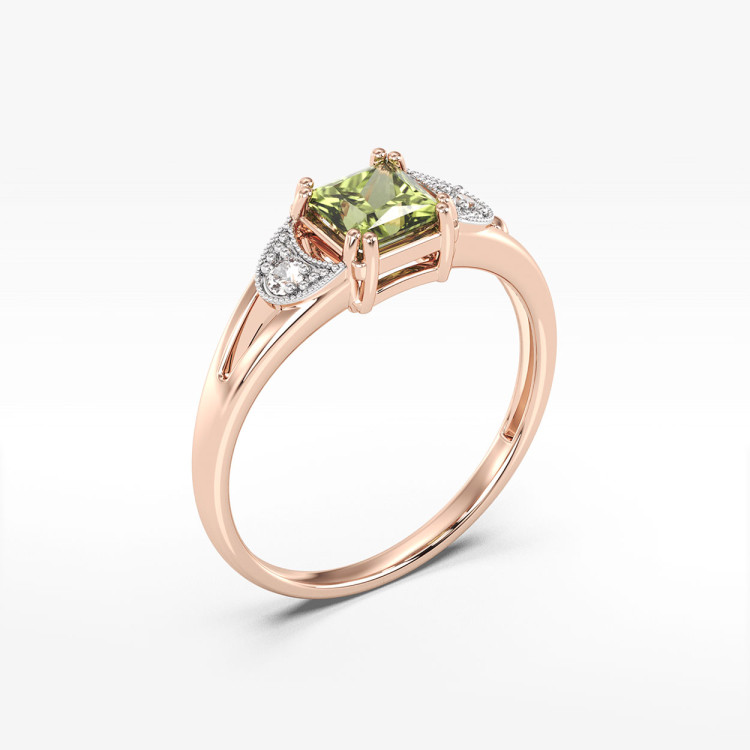 Pierścionek z oliwinem i diamentami