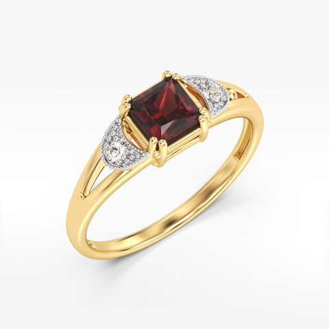 Pierścionek z granatem i diamentami