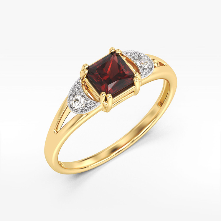 Pierścionek z granatem i diamentami