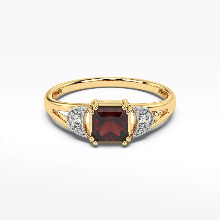 Pierścionek z granatem i diamentami