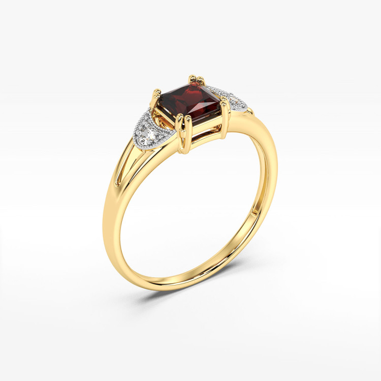 Pierścionek z granatem i diamentami