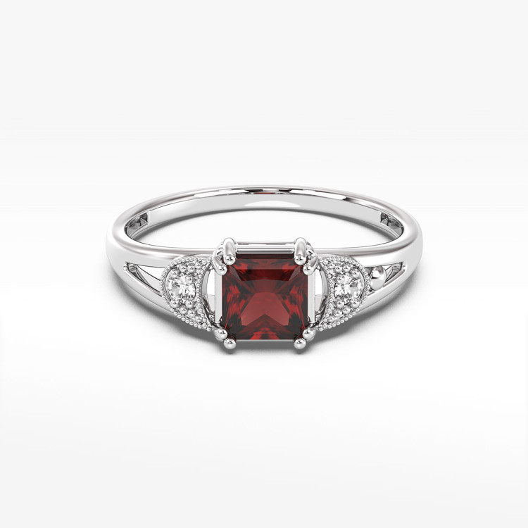 Pierścionek z granatem i diamentami