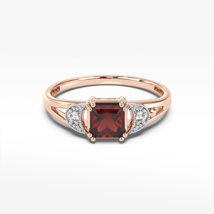 Pierścionek z granatem i diamentami