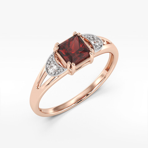 Pierścionek z granatem i diamentami