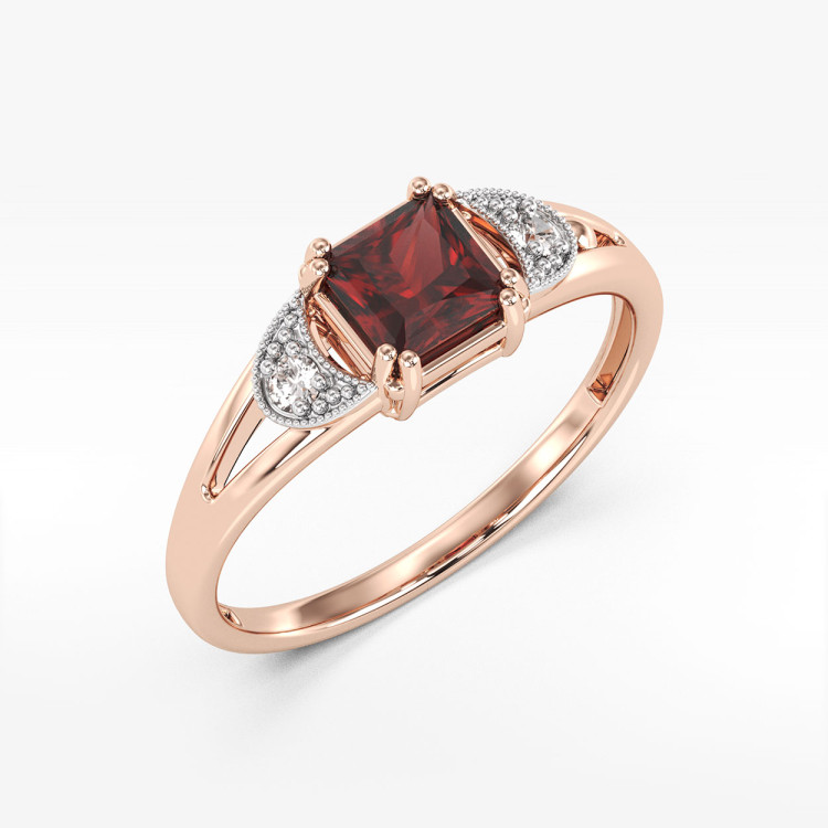 Pierścionek z granatem i diamentami